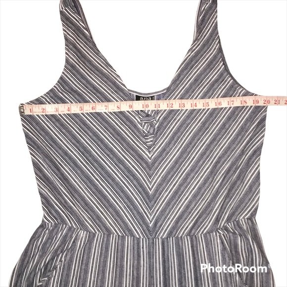 A.N.A. Cropped Wide Leg Sleeveless Jumper Romper Sz 1X Blue Striped Pockets - Picture 7 of 11